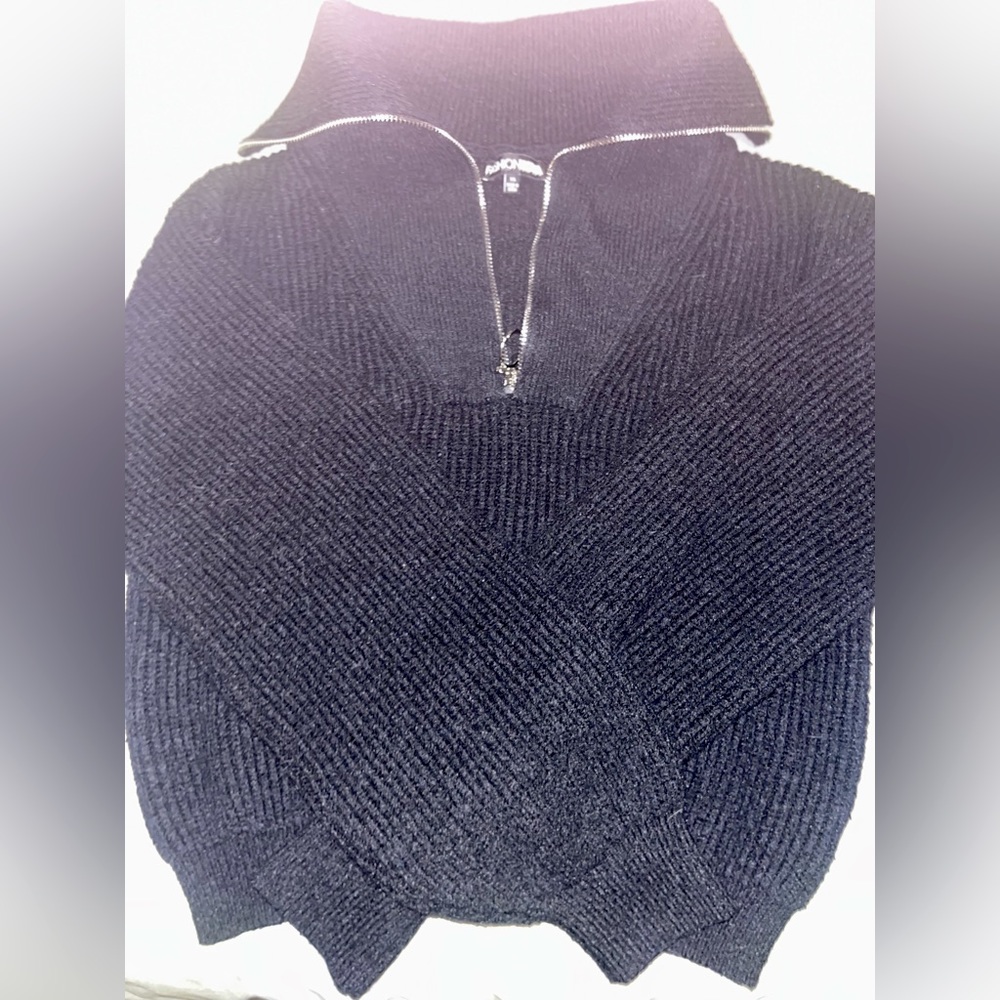 FashionNova Black Pullover Knit Turtleneck Zip-up